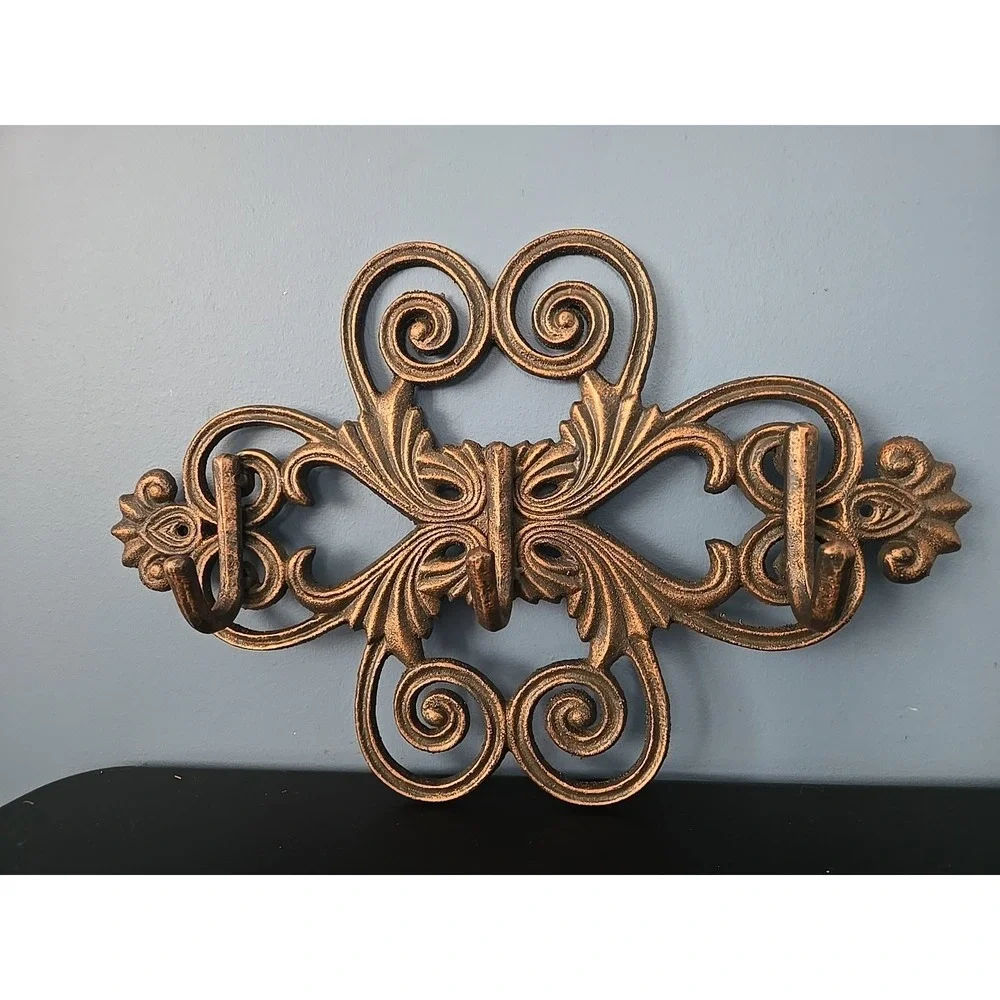 Cast Iron Accent Hook Acanthas Scroll Baroque Ornate Bronze Finish MCM 15